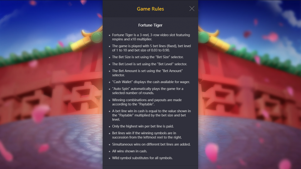 Fortune Tiger Game Rules